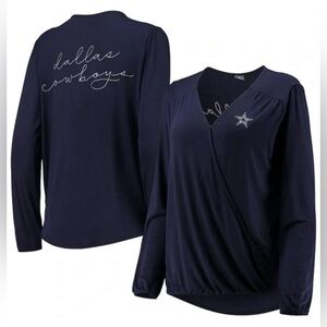 Dallas Cowboys Women's Meryl V-Neck Long Sleeve Blue T-Shirt Size M Casual NFL